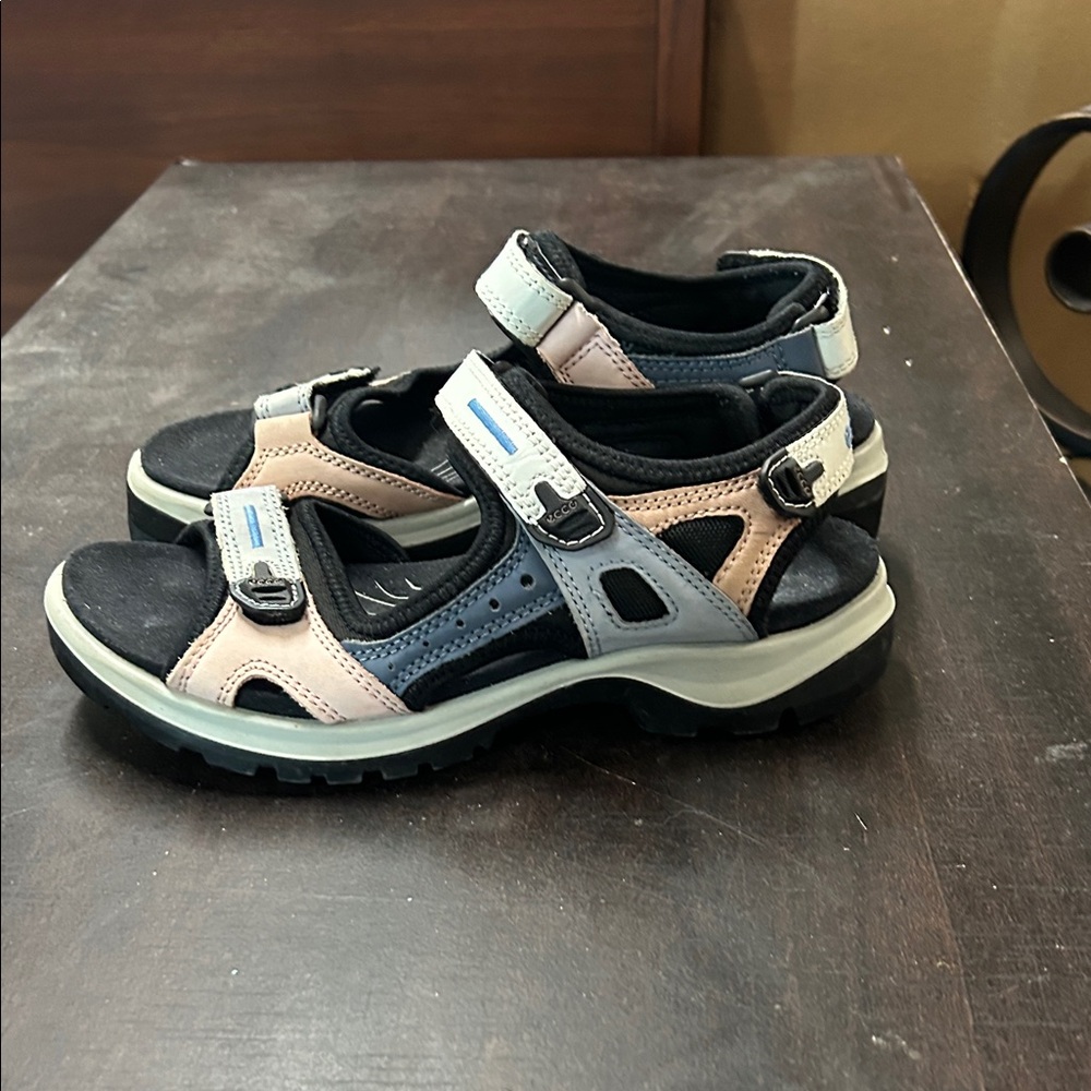 Ecco Women's Sandals Size 40 Black Beige Pink Orthopedic Comfort Shoes 9.5 - Picture 4 of 8